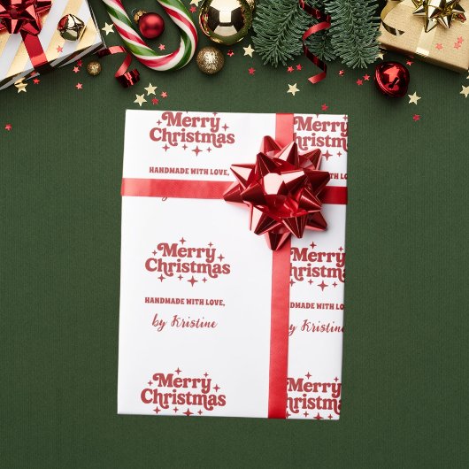 Rouge blanc fait main par emballage cadeau de Noël