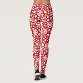 Rouge blanc flocon de Noël motif leggings (Dos)