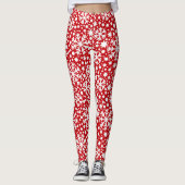 Rouge blanc flocon de Noël motif leggings (Devant)
