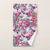 Rouge blanc Fuchsia rose bleu vert Motif Abstrait (Serviette à main)