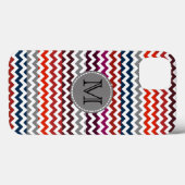 Rouge Blanc Gris Chevron Zigzag Monogram Coque Mat (Verso (horizontal))