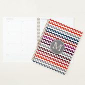 Rouge blanc gris Chevron Zigzag Monogramme (Devant avec enveloppe)