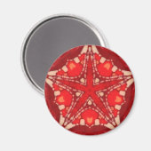 Rouge Blanc Mandala Star Géométrie Fractale Magnet (Recto/Verso)
