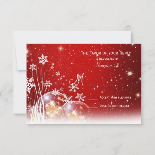 Rouge Blanc Noël Mariage de Noël Cartes RSVP (Devant)
