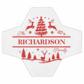 Rouge blanc Noël Nom de famille personnalisé (Plat)