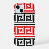 Rouge Blanc noir Clé grecque Fret Motif Design