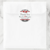 Rouge Blanc Noir Coeurs Damas Sticker Rond 1,5" 2 (Sac)