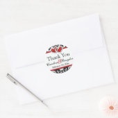 Rouge Blanc Noir Coeurs Damas Sticker Rond 1,5" 2 (Enveloppe)