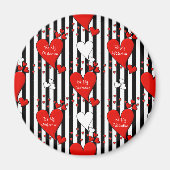Rouge Blanc Noir Coeurs Valentin Magnet (Devant)