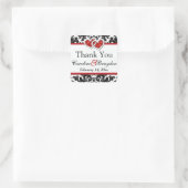 Rouge Blanc Noir Damas, Coeurs 1.5" Sq. Sticker 2 (Sac)