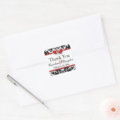 Rouge Blanc Noir Damas, Coeurs 1.5" Sq. Sticker 2 (Enveloppe)