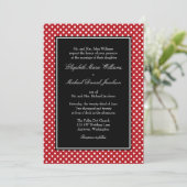 Rouge Blanc Noir Polka Dot Invitations de mariage (Debout devant)