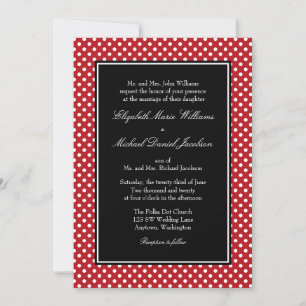 Rouge Blanc Noir Polka Dot Invitations de mariage