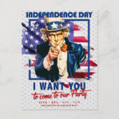 Rouge, Blanc, Oncle Bleu Sam 4 juillet Invitation (Devant)