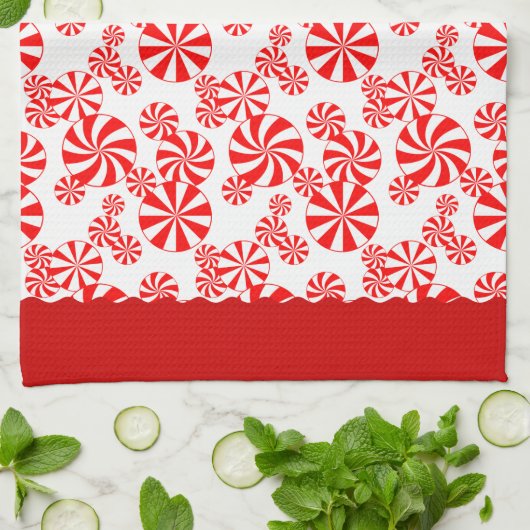 Rouge Blanc Peppemint Vacances Motif Serviette de  (Plié)