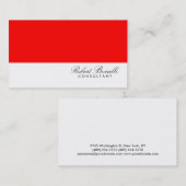 Rouge Blanc Plain Moderne Consultant Carte de visi (Devant / Derrière)