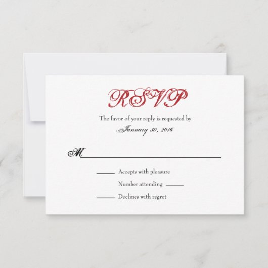 Rouge Blanc Plaine Simple Mariage Cartes RSVP (Devant)