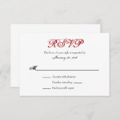 Rouge Blanc Plaine Simple Mariage Cartes RSVP (Devant / Derrière)