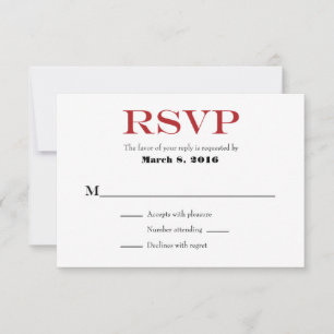 Rouge Blanc Plaine Simple Mariage Cartes RSVP