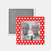 Rouge blanc Polka Point Photo Magnet (Recto/Verso)