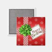 Rouge blanc vert Joyeux Noël Snowflakes Magnet (Recto/Verso)