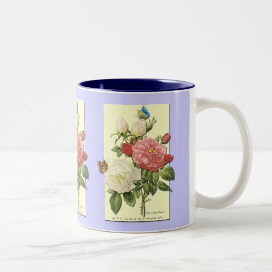 Rouge Blanc Vintage Botanique Rose Café Mug (Droit)
