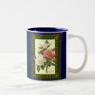 Rouge Blanc Vintage Botanique Rose Café Mug