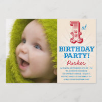 ROUGE & BLEU 1ER | PREMIER ANNIVERSAIRE INVITATION