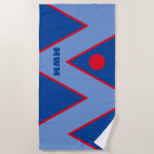 Rouge / Bleu Design géométrique Serviette de plage (Devant)