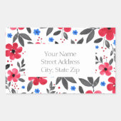 Rouge, Bleu, Gris Aquarelle Fleurs étiquettes (Devant)