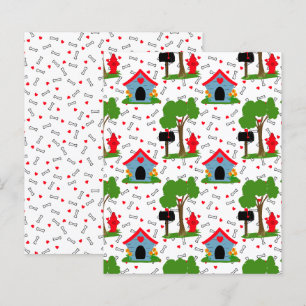 Rouge bleu vert chien de maison ossements papier d