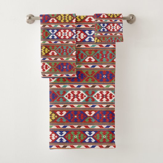 Rouge Bleu Vert Jaune Blanc Oriental Kilim Rug (En situation)