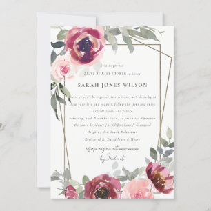 ROUGE BLUSH ROSE DRIVE FLORALE PAR INVITATION BABY