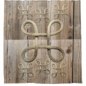 Rouge Bois Rustique Corde Beige Douche Rideau (Devant)