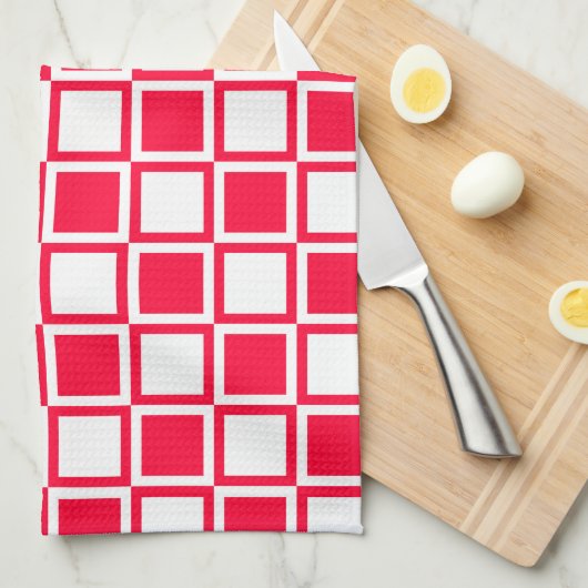 Rouge Bold Mod Squares Theedoek (Quarter Fold)