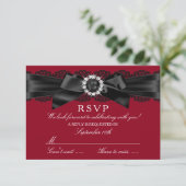 Rouge Bourgogne et Noir Dentelle & Perle Bow RSVP (Debout devant)