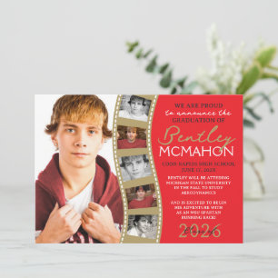 Rouge & Bronze 6 Photo Filmstrip Grad Faire-part