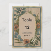 Rouge brun orangé or menthe floral Numéro de table (Devant)