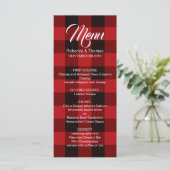 rouge buffle plaid rustique menu de mariage d'hive (Debout devant)