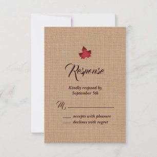 Rouge Burlap Maple Leaf RSVP