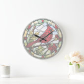 Rouge Cardinal Vitrail Horloge d'oiseaux des bois (Maison)