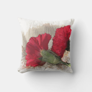 Rouge Carnation Garden Flowers Coussin extérieur