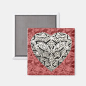 Rouge Carré élégant Designer Heart Magnet (Recto/Verso)