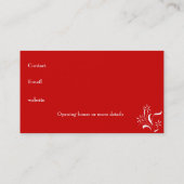 Rouge carte de visite avec garniture florale blanc (Dos)