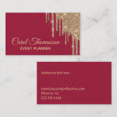 Rouge chic avec le carte de visite d'or (Devant / Derrière)