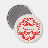 Rouge Chic Damask Magnet (Recto/Verso)