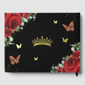 Rouge Chic Papillons Floraux Quinceanera Noir Or (Verso)