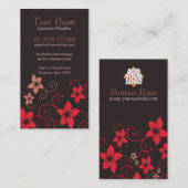 Rouge Choc Tropical Floral Carte de visite vertica (Devant / Derrière)