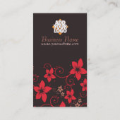 Rouge Choc Tropical Floral Carte de visite vertica (Dos)
