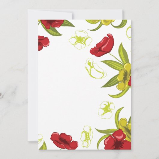 Rouge + citron vert faire-part de mariage fleurs d (Dos)